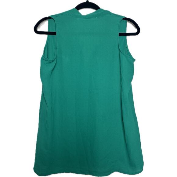 VIOLET + CLAIRE Pleated V-Neck Sleeveless Top Womens S Kelly Green Minimalist - Picture 2 of 9